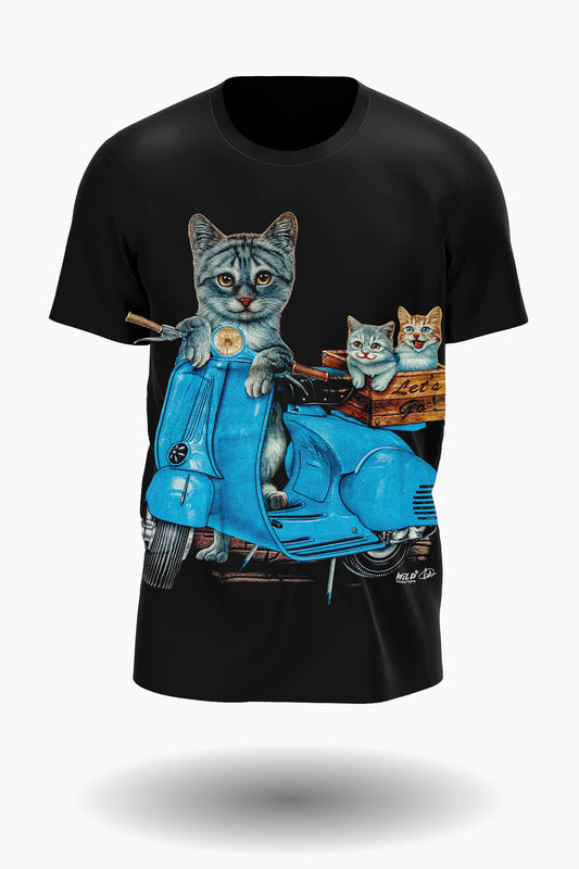 Katzen Biker T-Shirt - Wild-Clothing