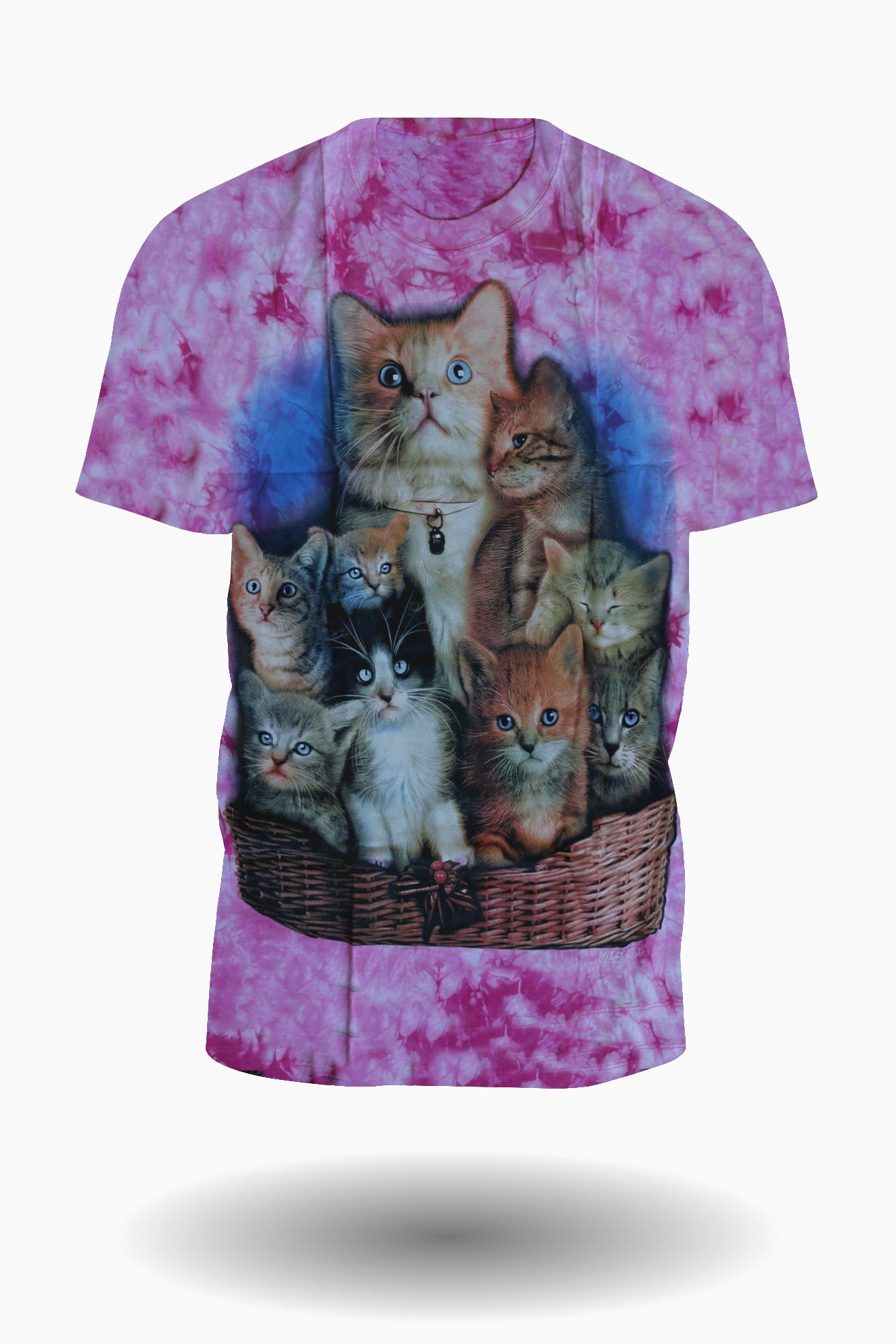 Katzenfamilie Tie Dye T-Shirt Pink - Wild-Clothing