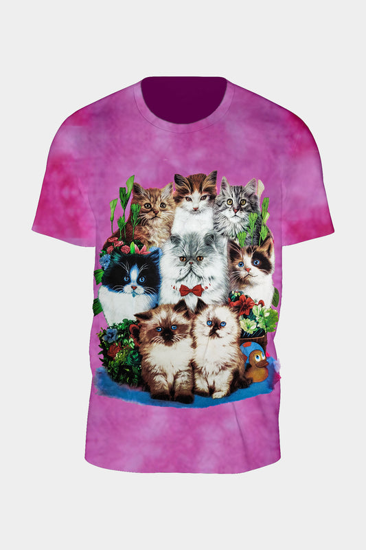 8 Katzen T-Shirt Pink