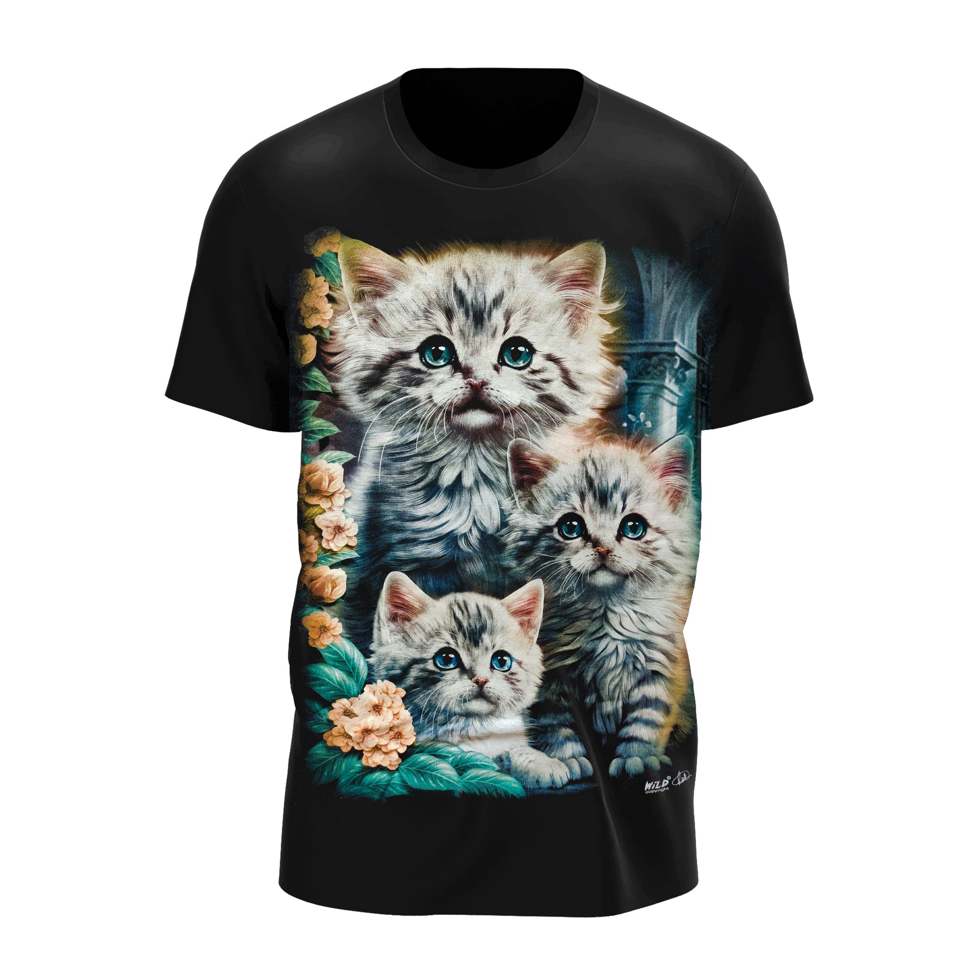 Drei Katzen mit Blumen - Wild-Clothing