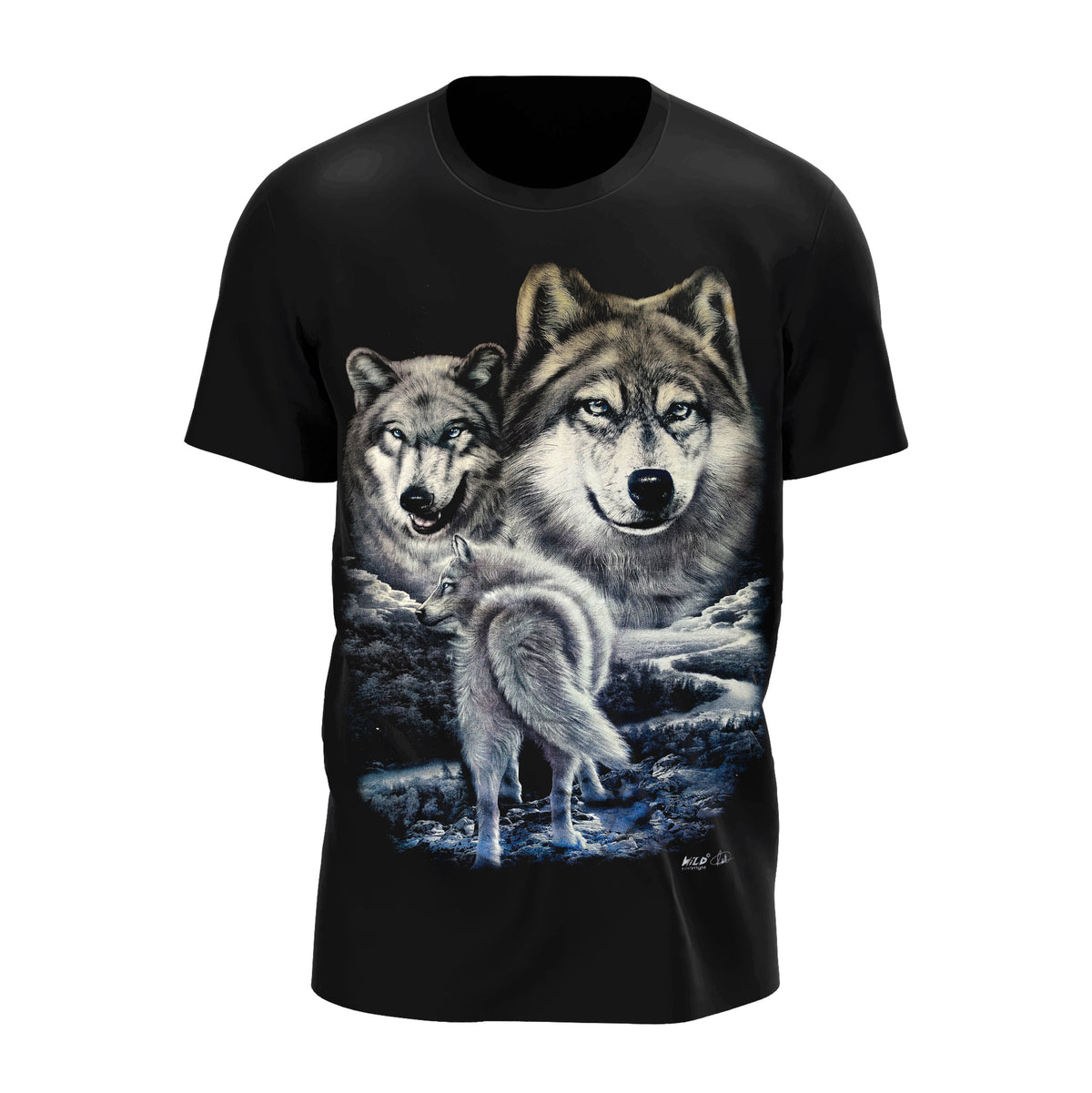 Drei Wölfe bei Nacht - Wild-Clothing
