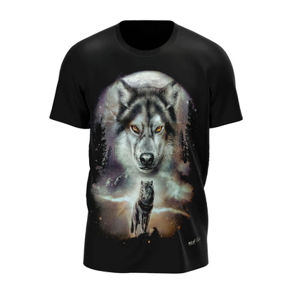 Zweit Wölfe bei Nacht - Wild-Clothing