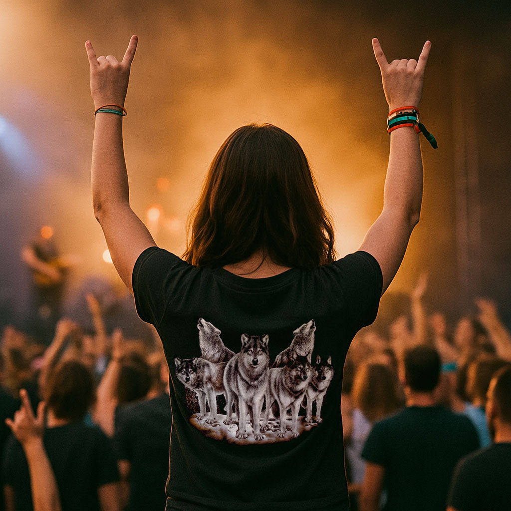 Zweit Wölfe bei Nacht - Wild-Clothing