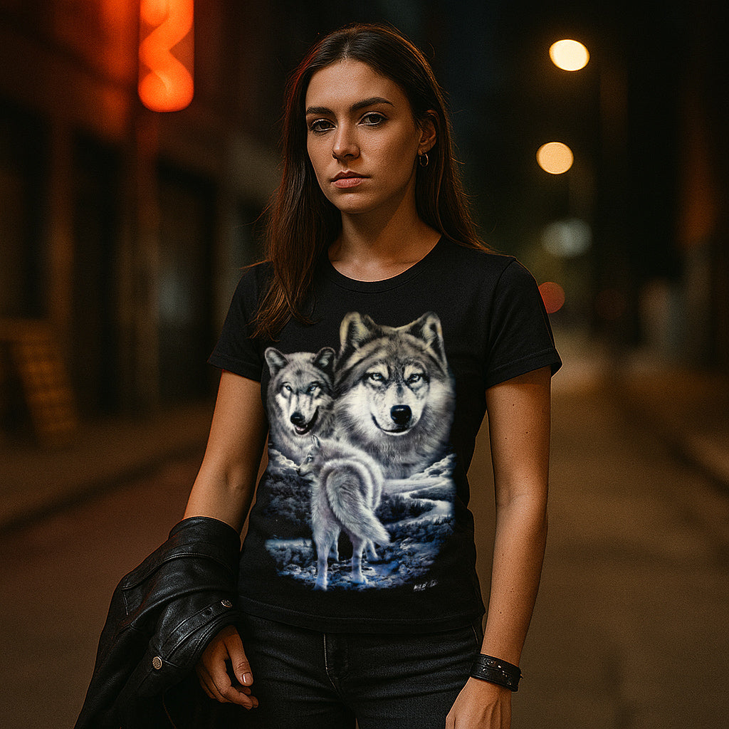 Drei Wölfe bei Nacht - Wild-Clothing