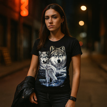 Drei Wölfe bei Nacht - Wild-Clothing